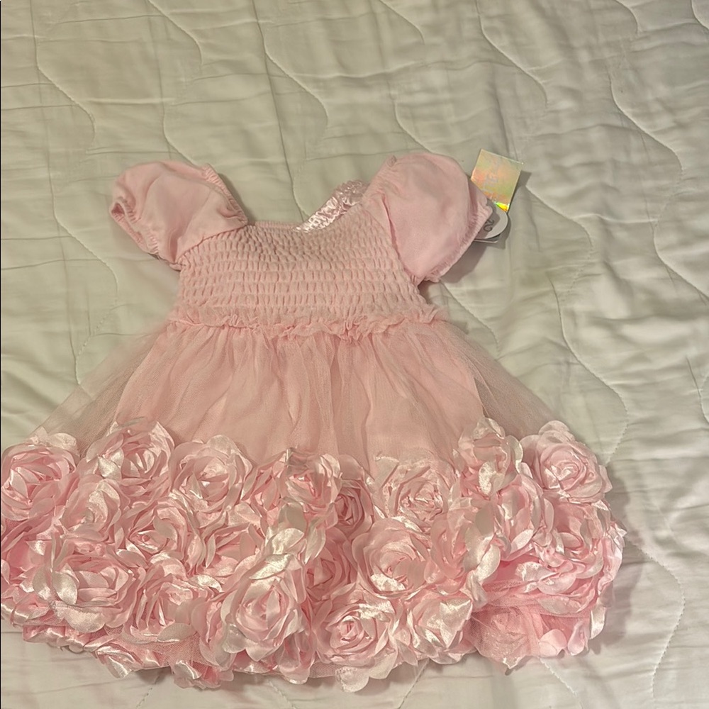 Nannette Pink Ruffled Tiered Baby Dress